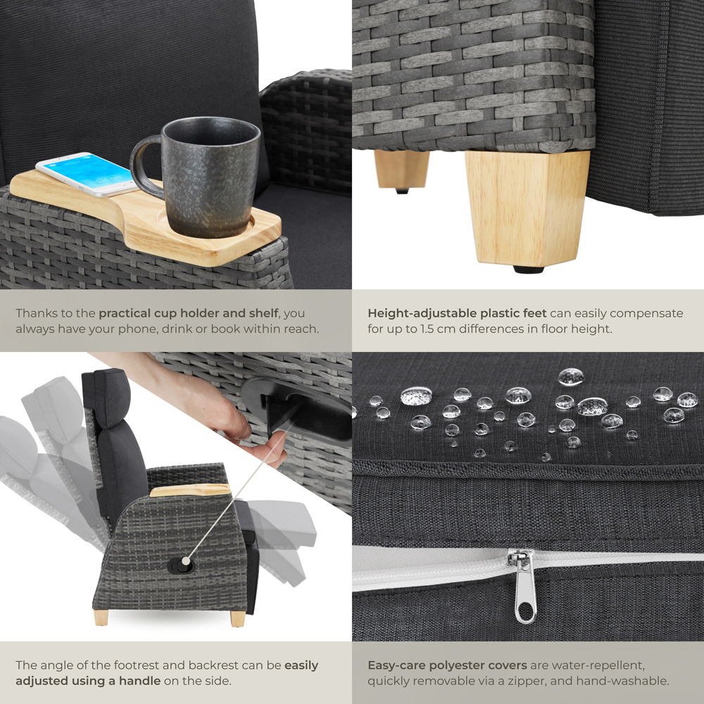 tectake Pescara Set of 2 Reclining and Adjustable Garden Chair Image 5