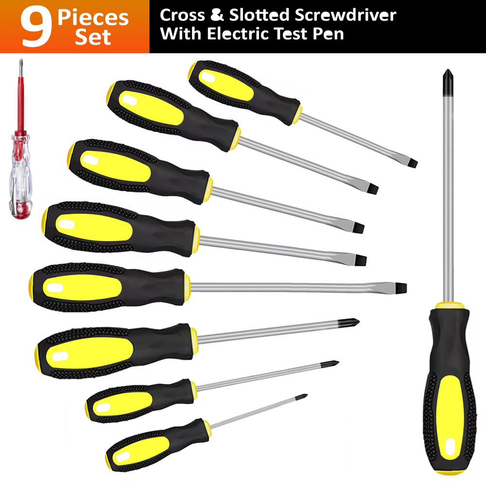 ATEK Phillips Slotted Soft Grip DIY Magnetic Screwdriver Set 10 Piece Image 5