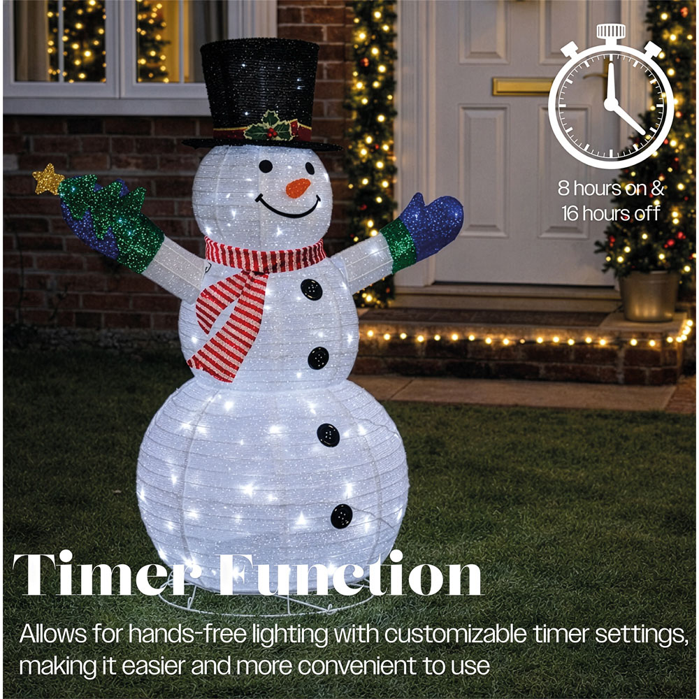 Xmas Haus 100 Warm White LED Foldable Snowman Christmas Decoration 120cm Image 2