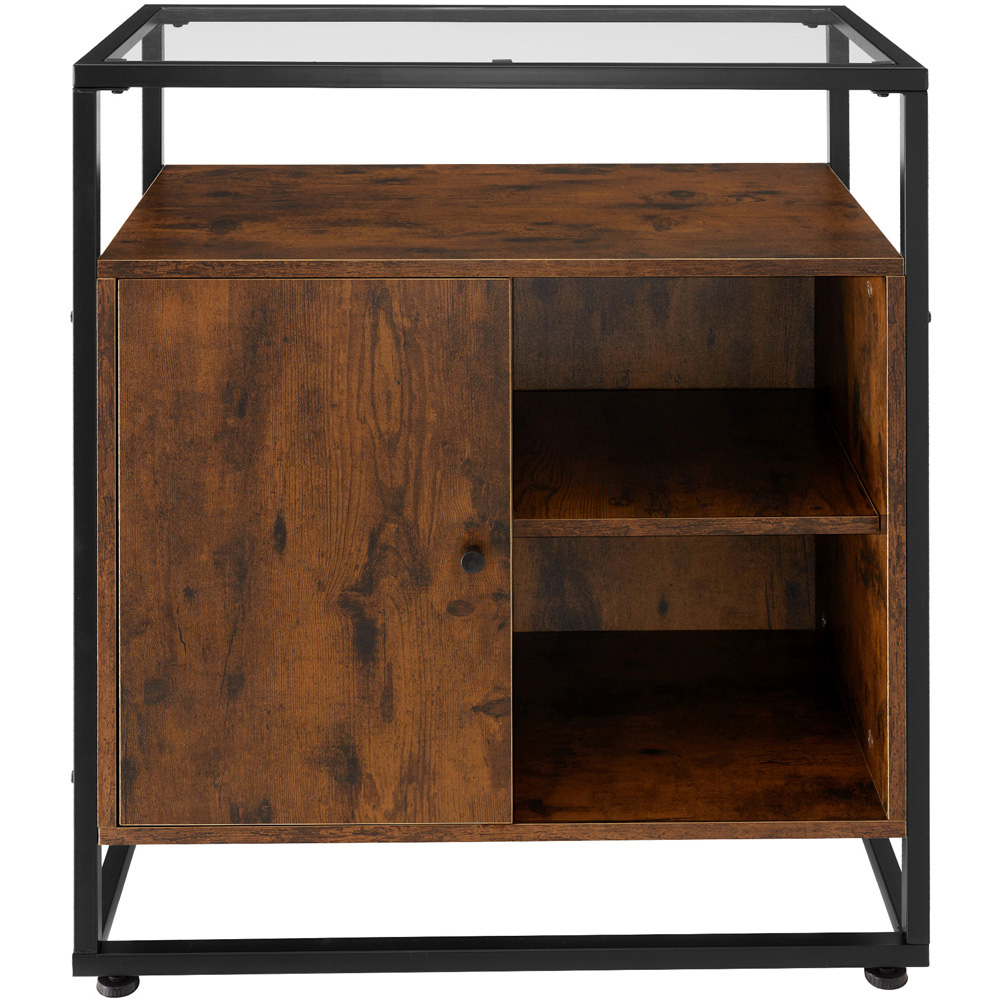 tectake Dark Wood Glass Tabletop Coventry Sideboard Image 5