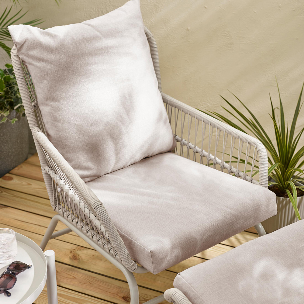 Furniturebox Agen Cream Metal Outdoor Chair with Footstool and Table Image 3