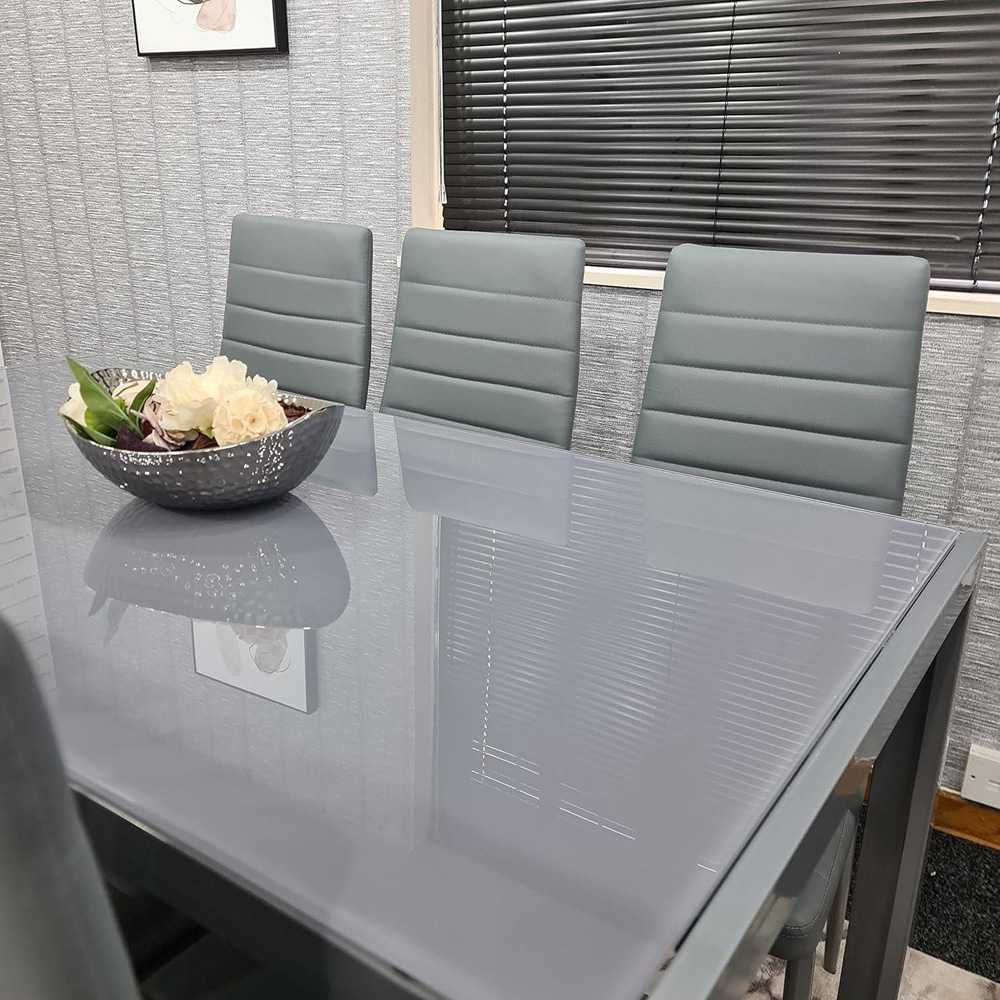 Portland 6 Seater Leather Dining Set Grey Image 6