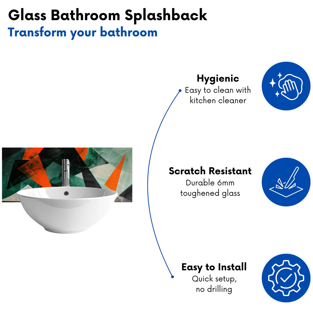 Warren Reed Designer Curved Geometry Bathroom Splashback 25 x 60cm Image 4