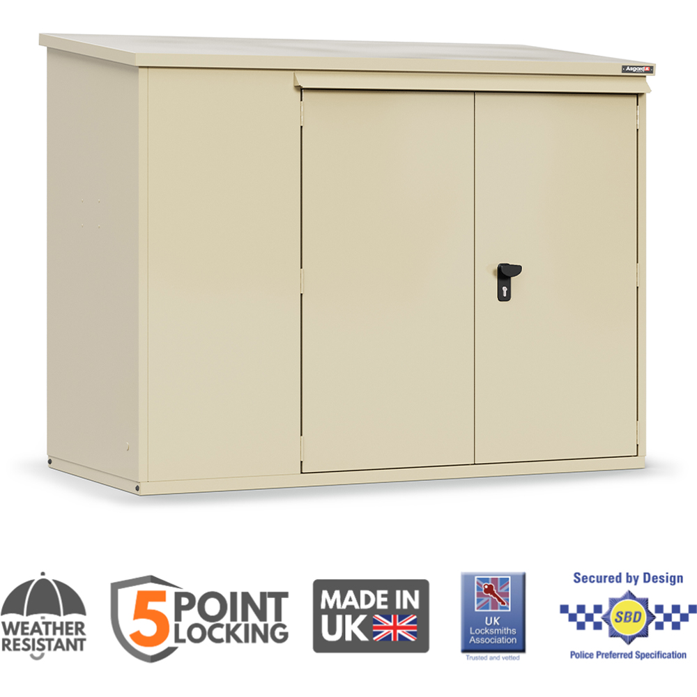 Asgard Annexe Secured by Design 6 x 3ft Cream Metal Caravan Shed with Floor and 5 Point Locking Image 3