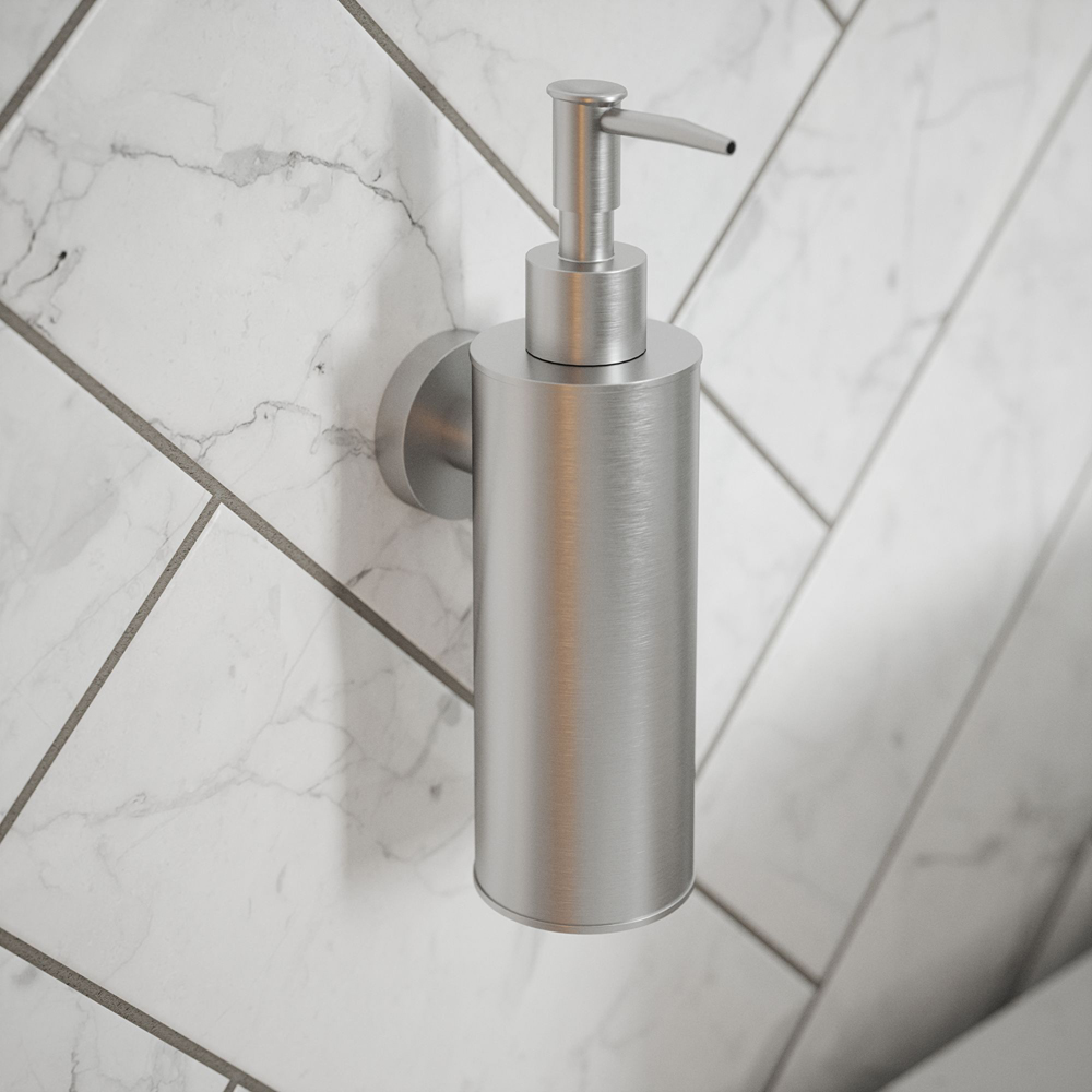 Rothley Brushed Silver Round Soap Dispenser 180ml Image 2