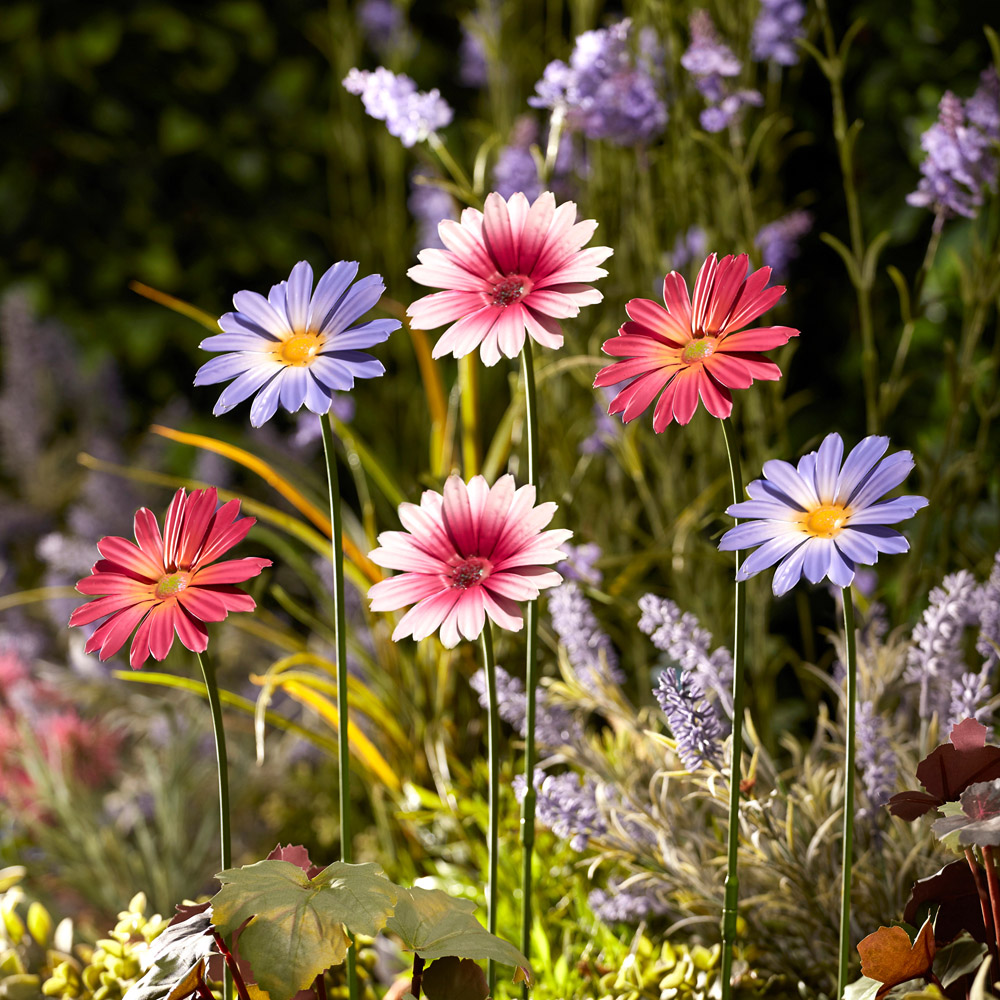 Garden Gear Mixed Metal Daisy Stake 58cm 12 Pack Image 2
