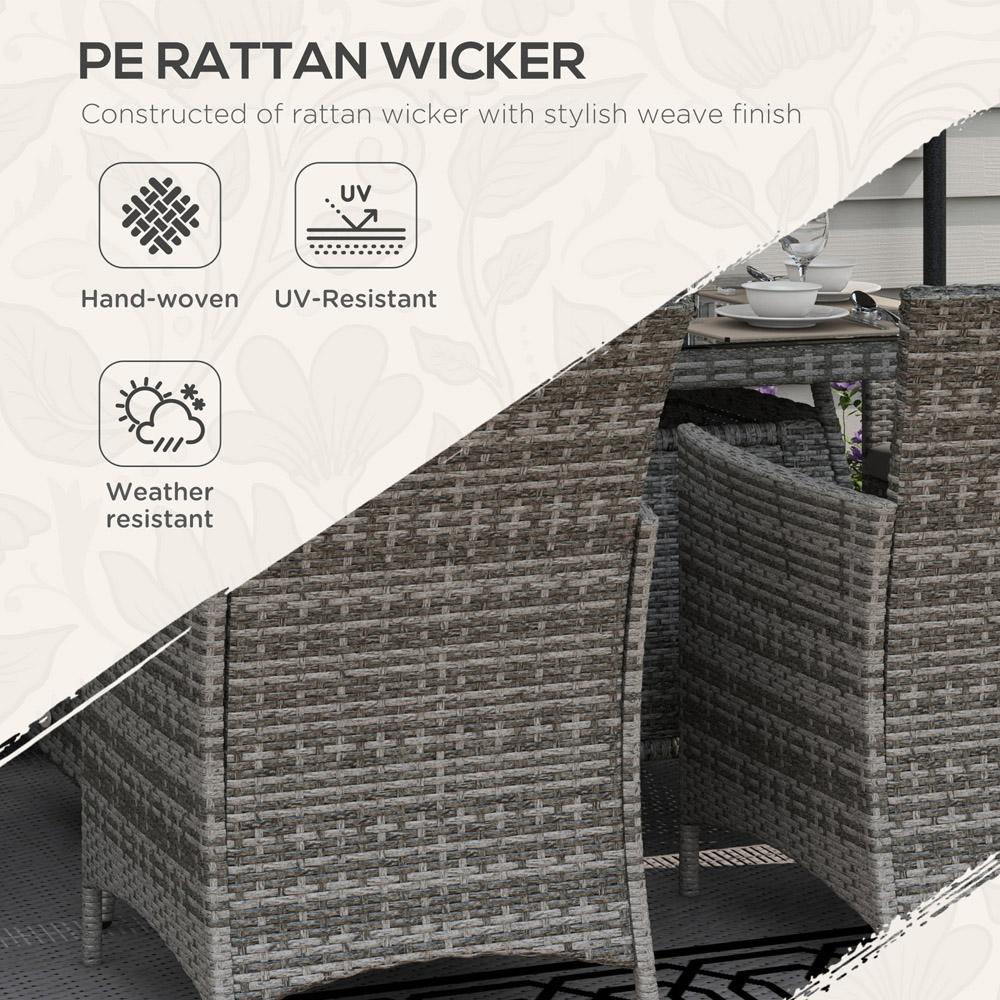 Outsunny Rattan 6 Seater Dining Sets with 50000 BTU Burner Table Grey Image 4