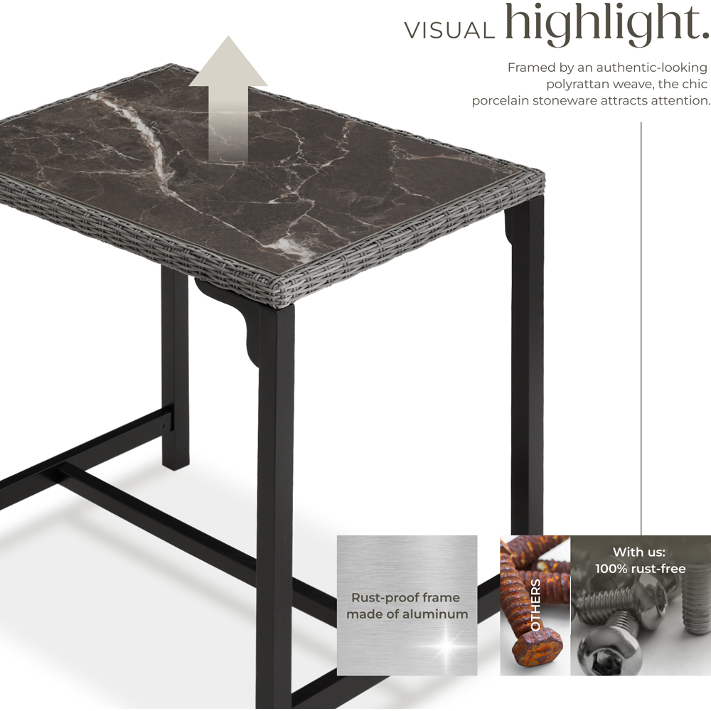 tectake 4 Seater Grey Polyrattan Garden Bar Bistro Table Image 4