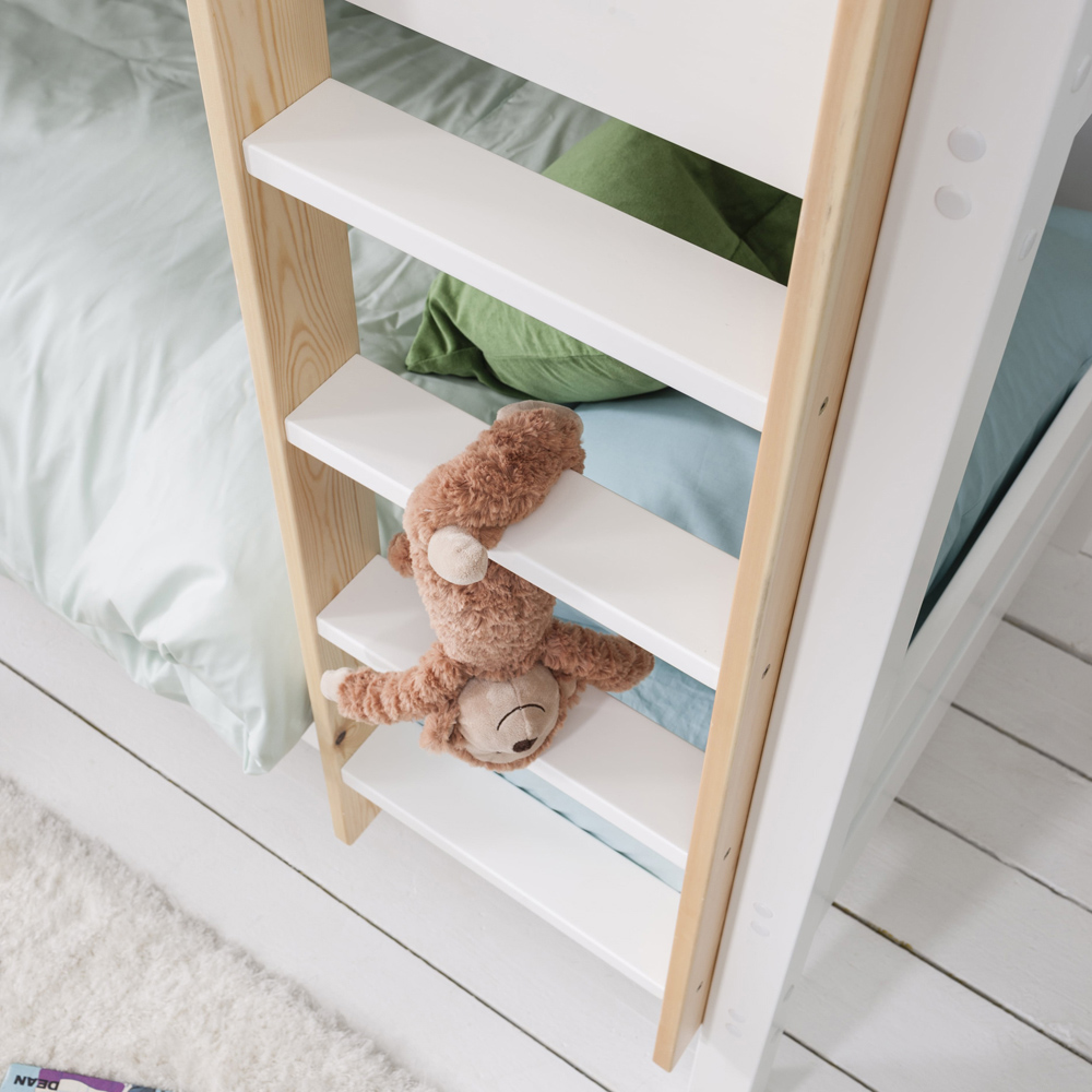 Noa and Nani Una White and Natural Pine Bunk Bed with Trundle | Homebase