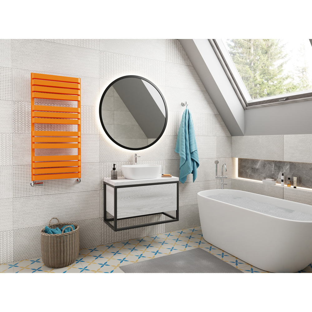 Terma Warp T Bold Matt Orange Heated Towel Rail 2660 BTU 1110 x 500mm Image 8