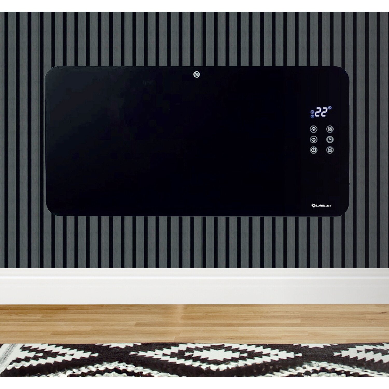 Glass Flat Panel Heater Black Image 2