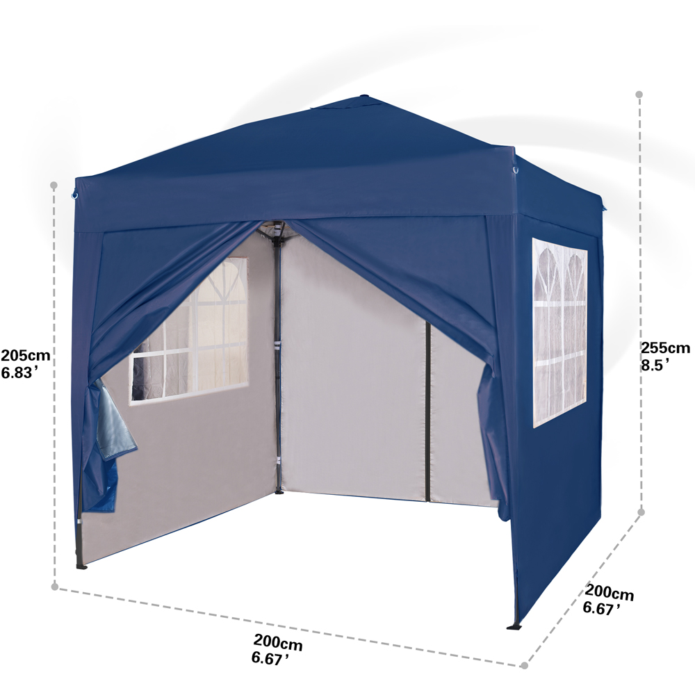 Blue Pop Up Outdoor Canopy Tent with Removable Sidewalls 2 x 2m Image 8