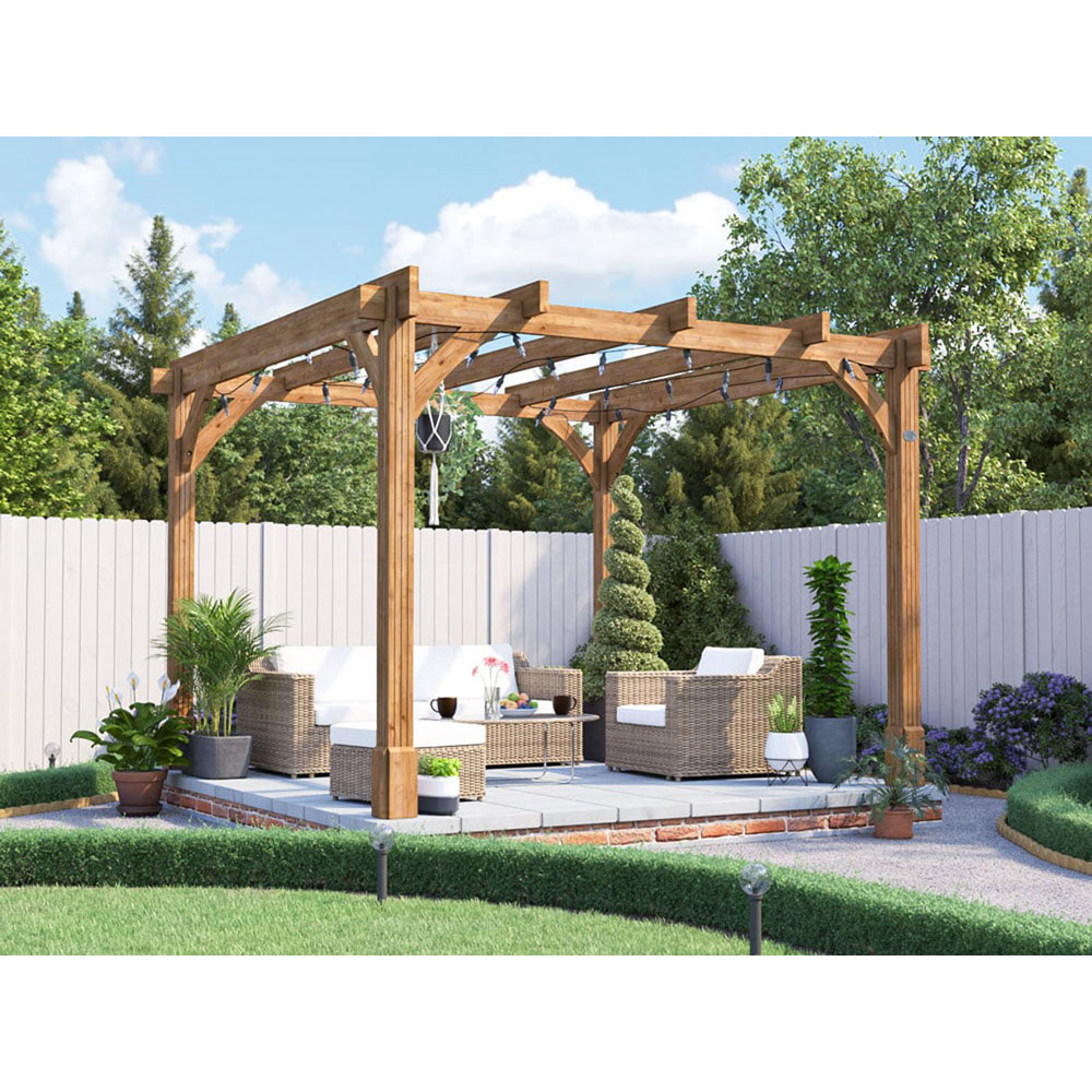 Dunster House Leviathan 3 x 3m Brown Wooden Plant Frame Pergola Image 3