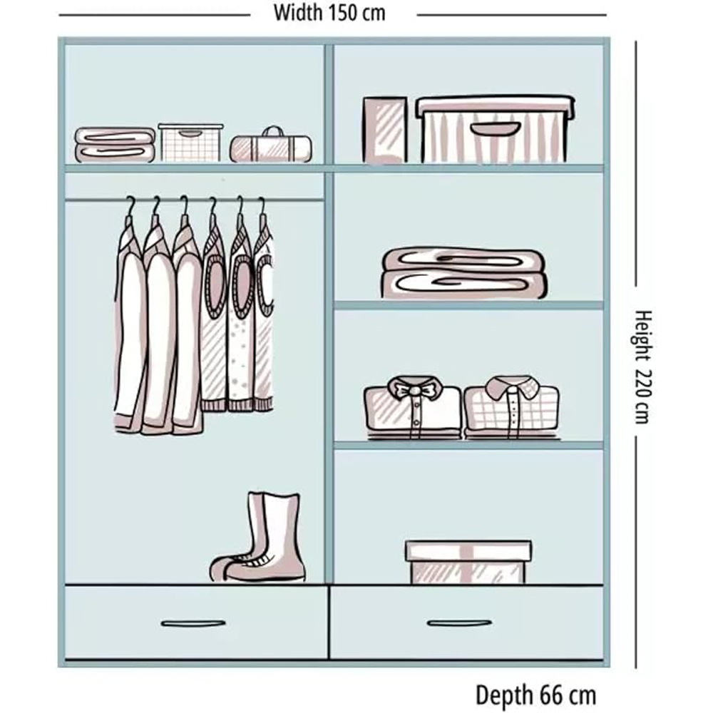 Sliding Wardrobes 4U Sycylia 2 Door 2 Drawer Grey High Gloss Mirror Wardrobe Image 5