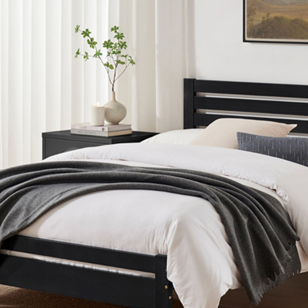 Furniturebox Cadhla Double Dark Grey Solid Pine Bed Frame Image 2