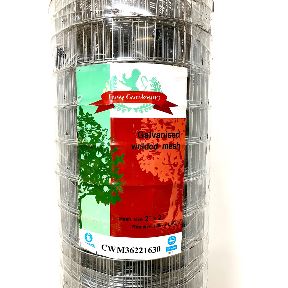 Inspirational Gifting Weld Mesh Square Galvanised Wire Dog Fence Roll 2 Inch 90cm x 30m Image 2