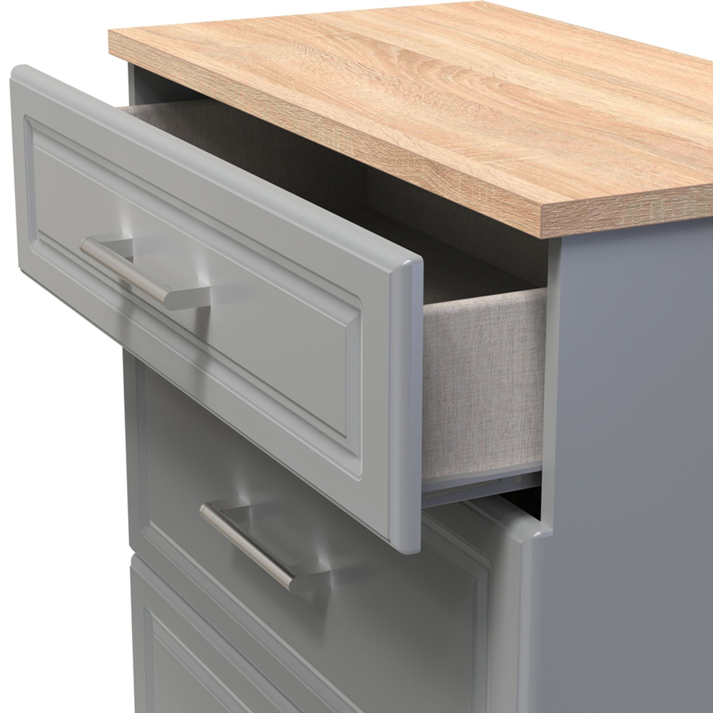 Crowndale Kent 3 Drawer Dusk Grey and Bardolino Oak Deep Chest of Drawers Ready Assembled Image 6