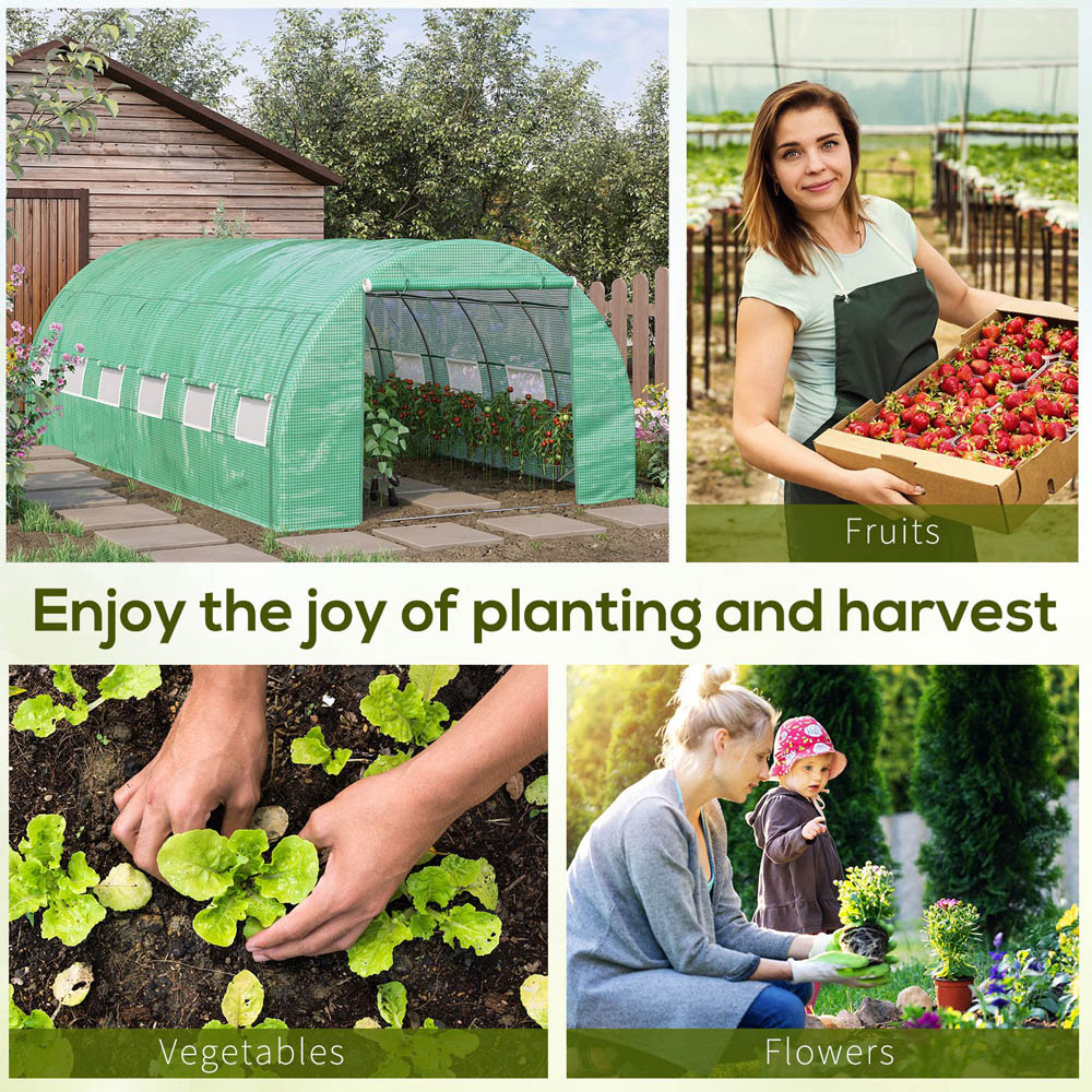 Outsunny Green Plastic 10 x 19.5ft Polytunnel Greenhouse Image 3