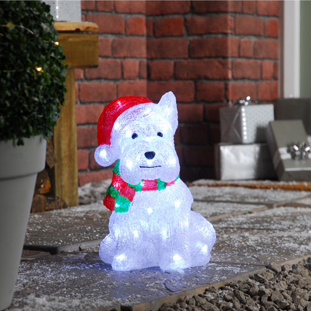 Festive 40 LED Acrylic Westie Dog Standing Decoration 31cm Image 2