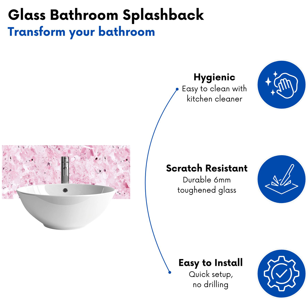 Warren Reed Designer Plush Pink Quartz Effect Bathroom Splashback 25 x 60cm Image 4