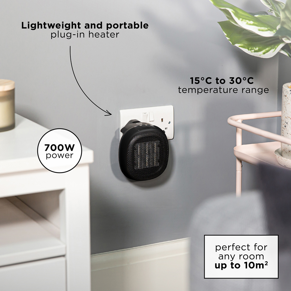 Russell Hobbs RHPH7001 Black Ceramic Plug Heater 700W Image 8