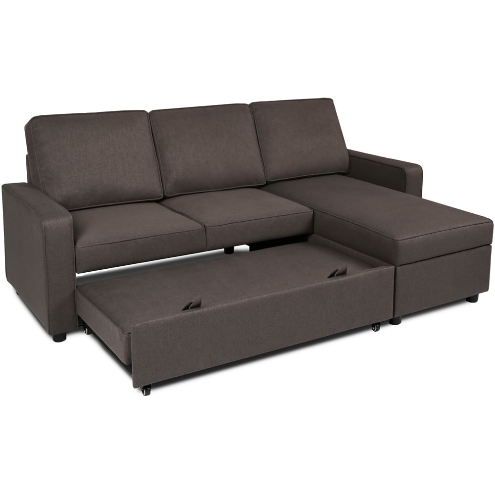 Selene 3 Seater Dark Grey Linen Corner Sofa Bed Image 6