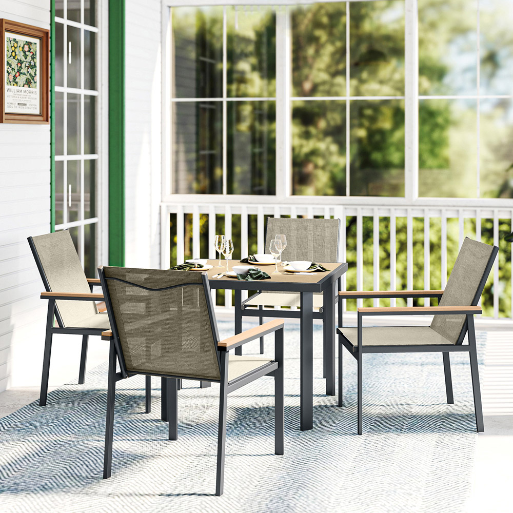 Outsunny 4 Seater Khaki Garden Dining Set Image 4