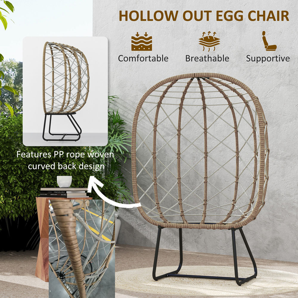 Outsunny Brown Rattan Garden Egg Chair with Headrest Image 5