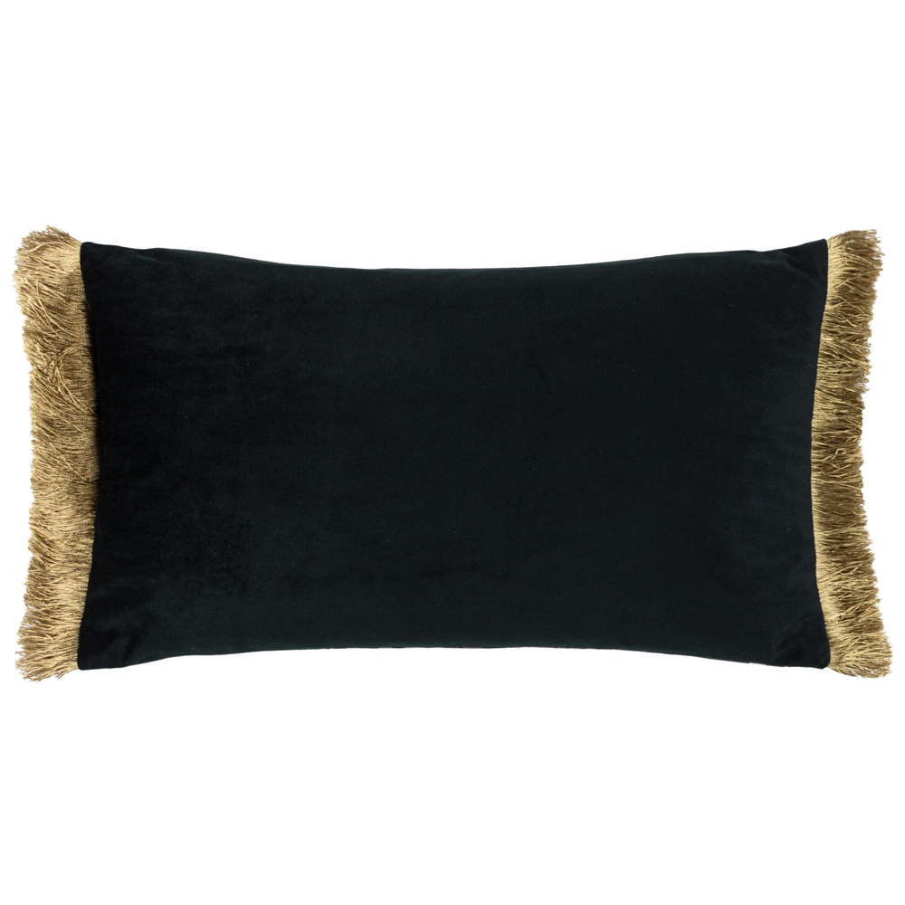 Paoletti Moon Dusk Antique Gold Jacquard Fringed Cushion Image 3