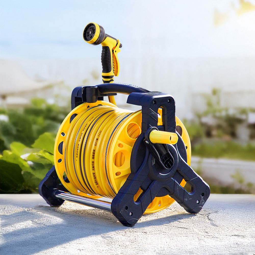 Living and Home 15m Portable Garden Hose Reel Cart Set Image 2