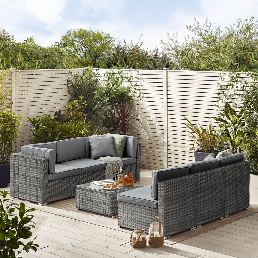 Furniturebox Windermere 6 Seater Grey Rattan Sofa Lounge Set Image 6