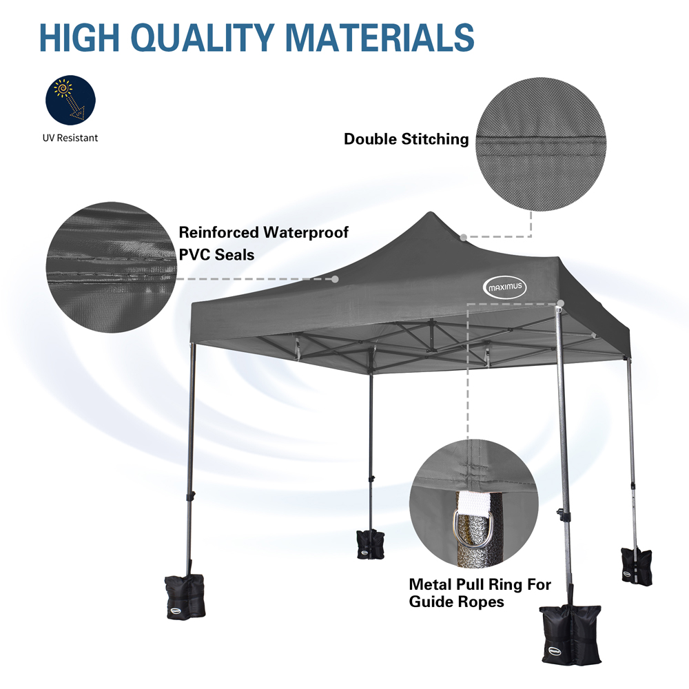 Maximus Grey Pop Up Outdoor Gazebo with Removable Sides 3 x 3m Image 5