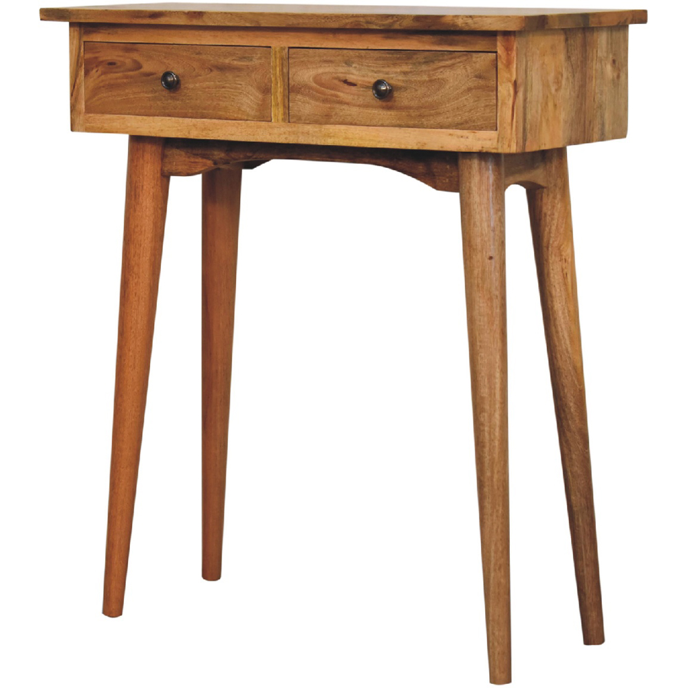 Artisan Furniture Oak-ish 2 Drawer Solid Wood Mini Hallway Console Table Image 3