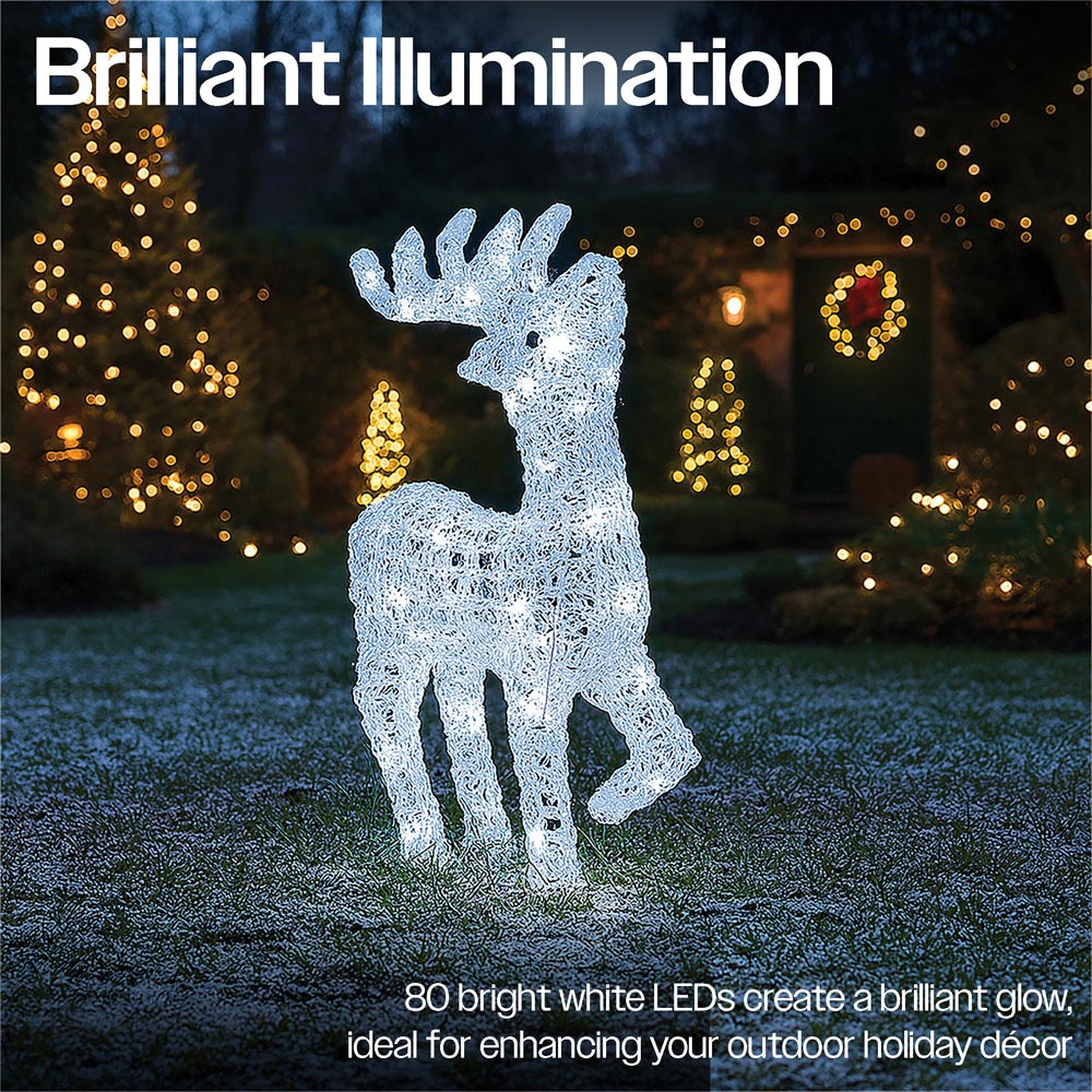 Xmas Haus Silver 70 White LED Head Up Deer Christmas Decoration 2ft  Image 4