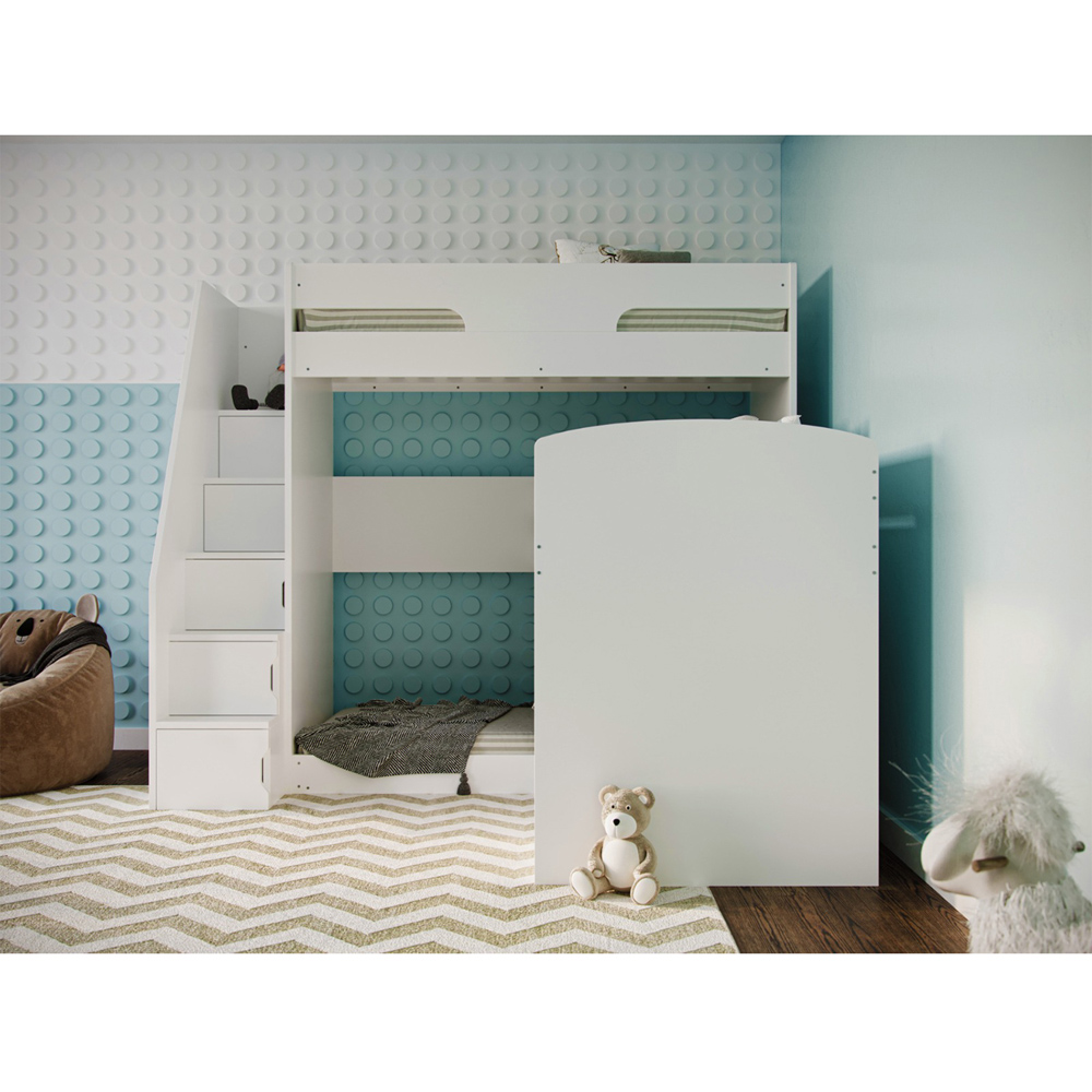 Flair Oscar Triple Sleeper White Staircase Bunk Bed Image 7