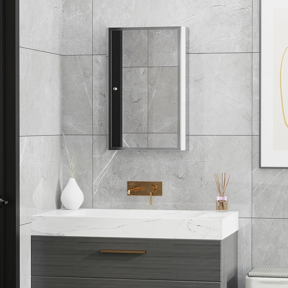HOMCOM Silver Mirror Cabinet Image 4