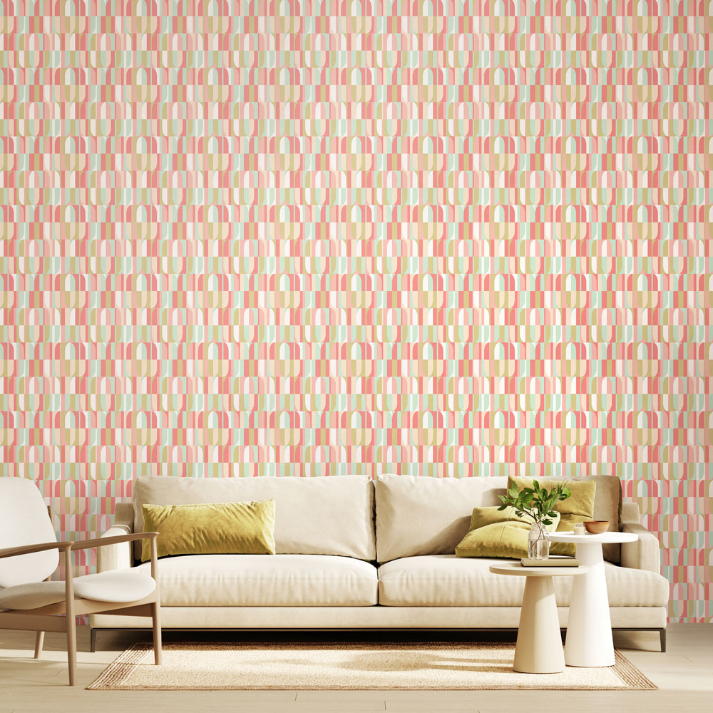 Hoopla Walls Building Blocks Coral Mix Non Woven Wallpaper Image 2