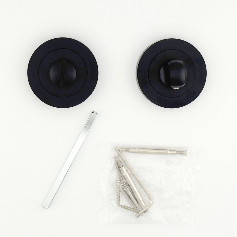 AXS Hardware Black Bathroom Turn and Release Privacy Set with Deadbolt 44mm Image 3