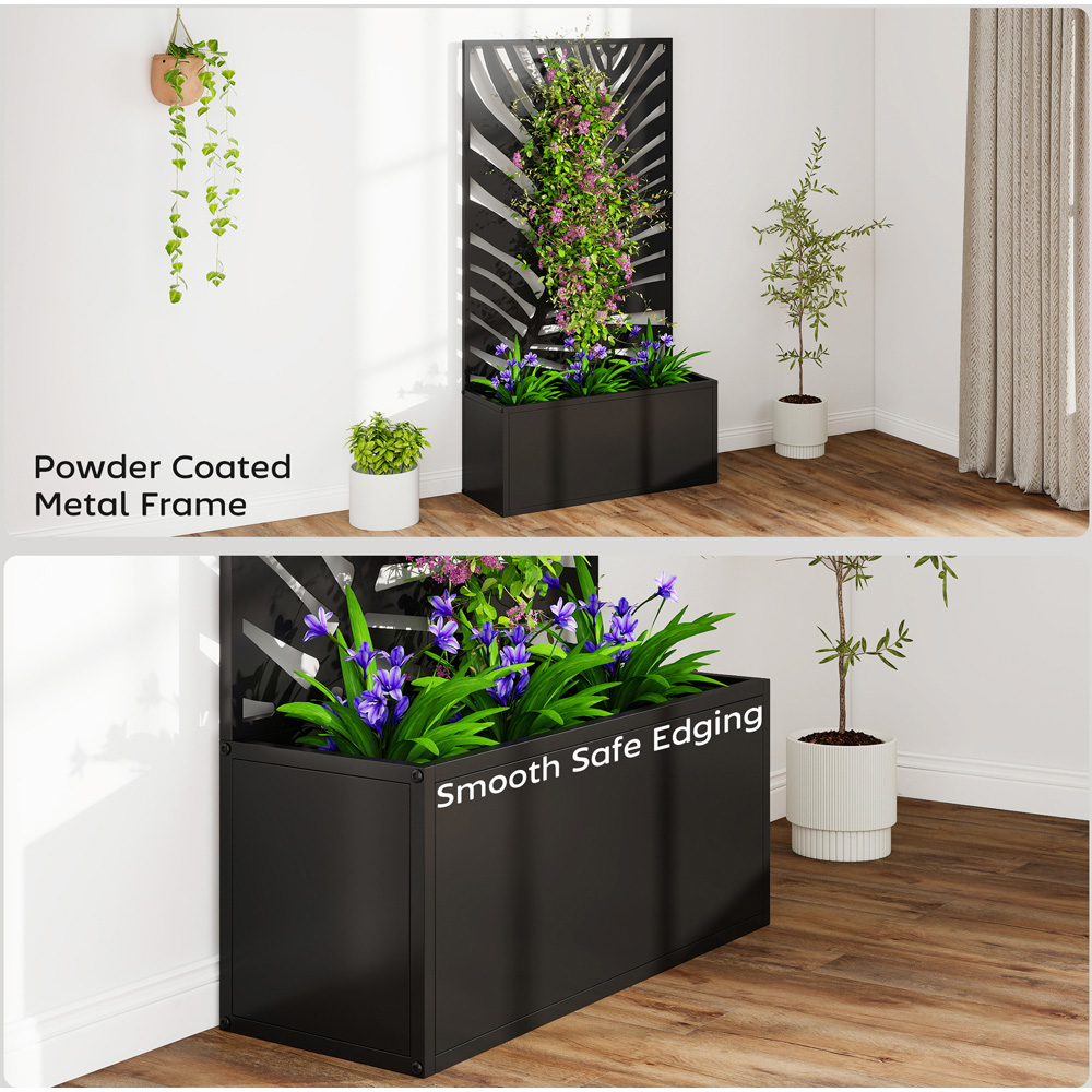 Outsunny Black Metal Raised Garden Bed with Trellis 113 x 23 x 61cm Image 5