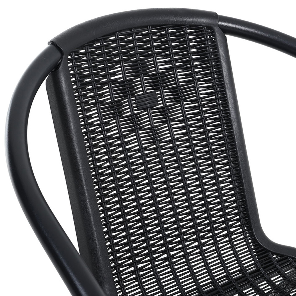 Living and Home Set of 4 Black Wicker Stackable Garden Chair Image 3