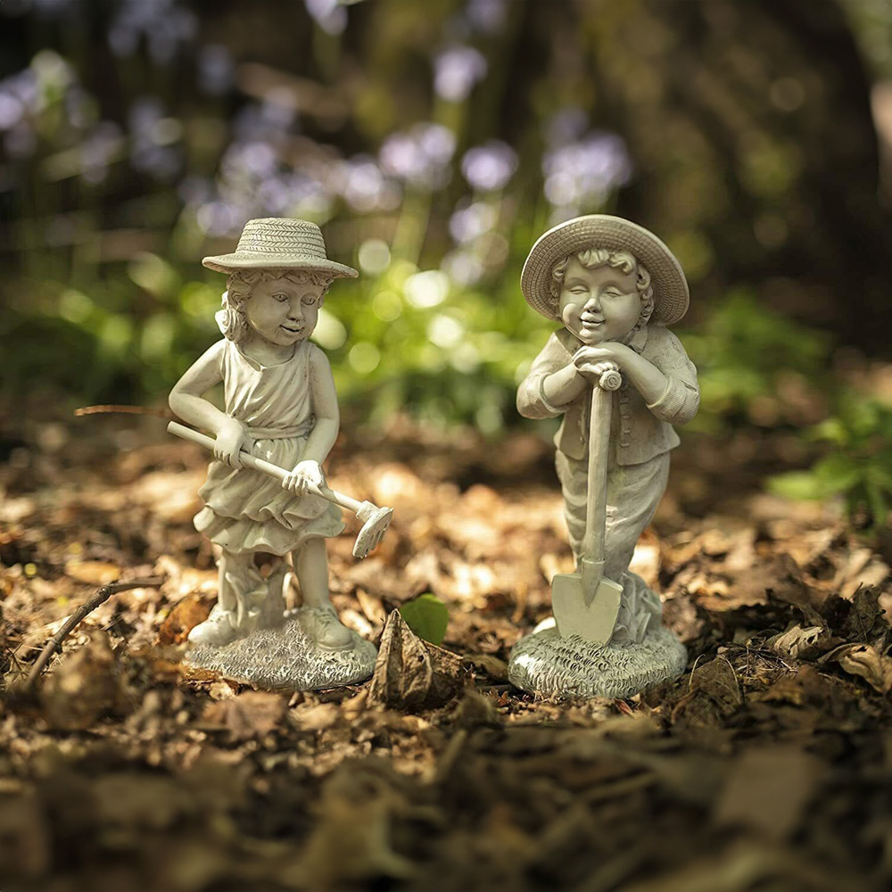 Marco Paul Resin Gardening Boy Girl Set Image 9