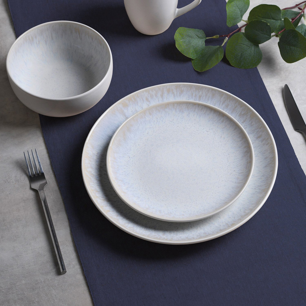 12 Piece White Textured Dinner Set - White Image 3