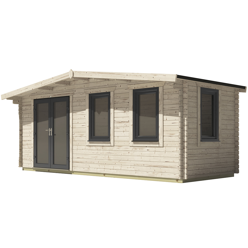 Power Sheds 8 x 20ft Left Double Door Chalet Log Cabin Image 1