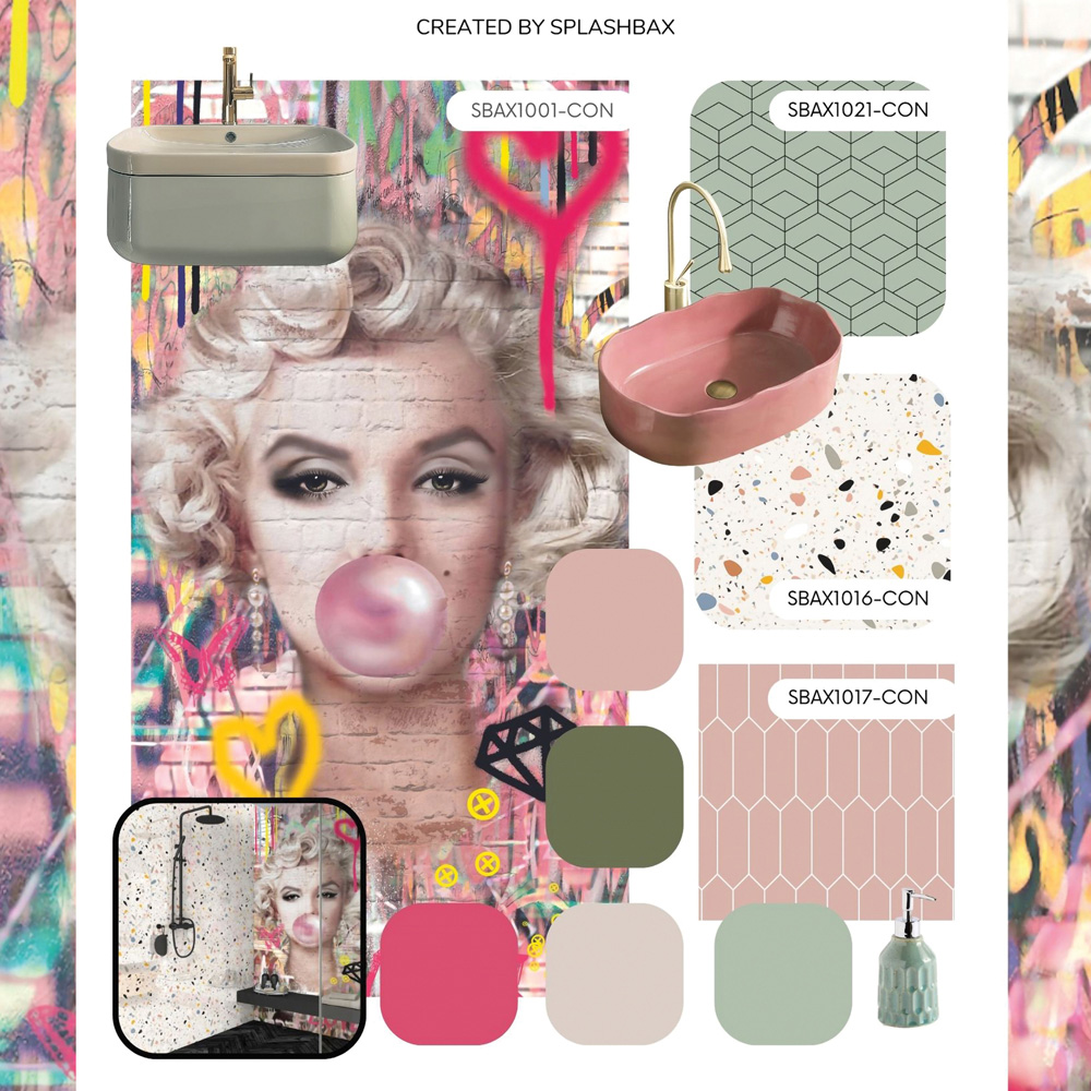 Splashbax Premium Artisan Marilyn Bubblegum Acrylic Bathroom Wall Panel 2400 x 1200mm Image 8