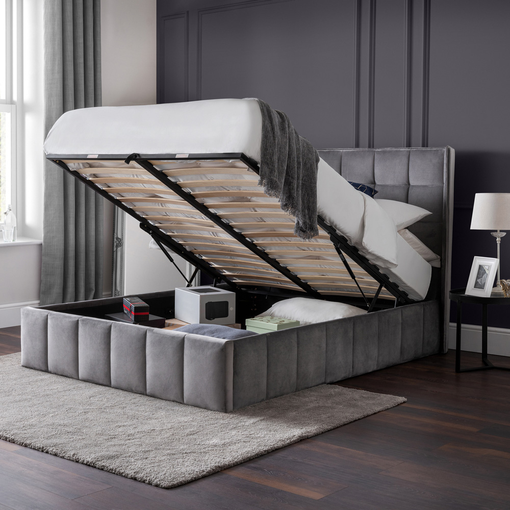 Julian Bowen Gatsby Double Light Grey Ottoman Storage Bed Image 9