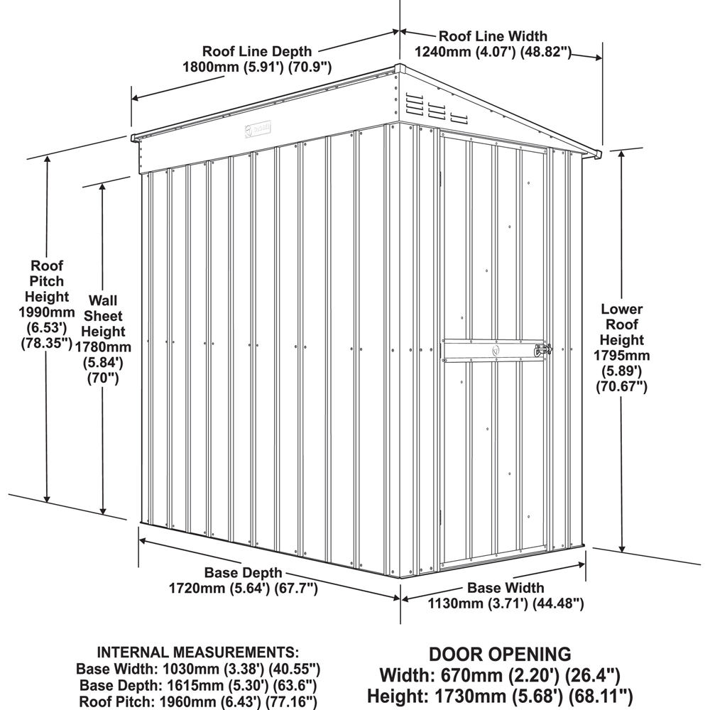 Globel 4 x 6ft Single Door Green Metal Lean To Garden Shed Image 6