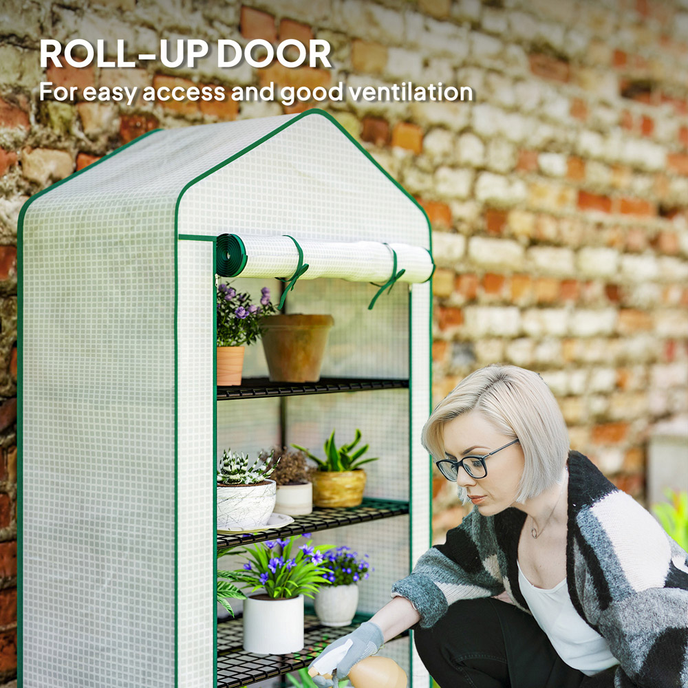 Outsunny 4 Shelf White 5.2 x 2.9ft Portable Mini Greenhouse Image 6