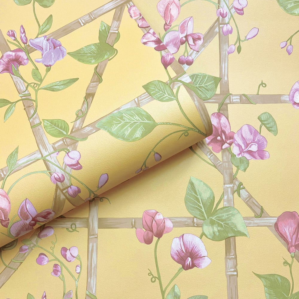 Holden Decor Trailing Floral Trellis Ochre Wallpaper Image 2