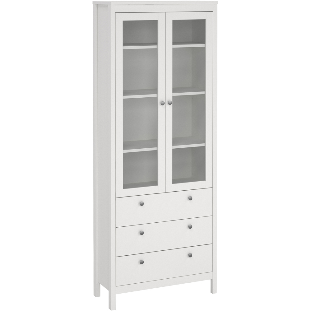 Florence Madrid 2 Door 3 Drawer White Glass China Chest Image 2