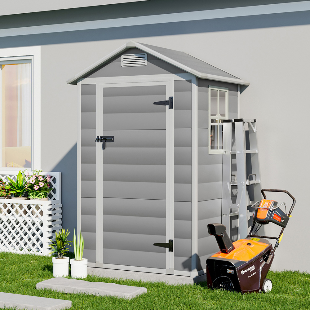 Living and Home 4.3 x 3.3ft Garden Plastic Storage Shed with Window Image 2